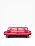 Nicoletti Salotti Style Red Leather Sofa Postmodern Red Leather Sofa 3 Person Sofa