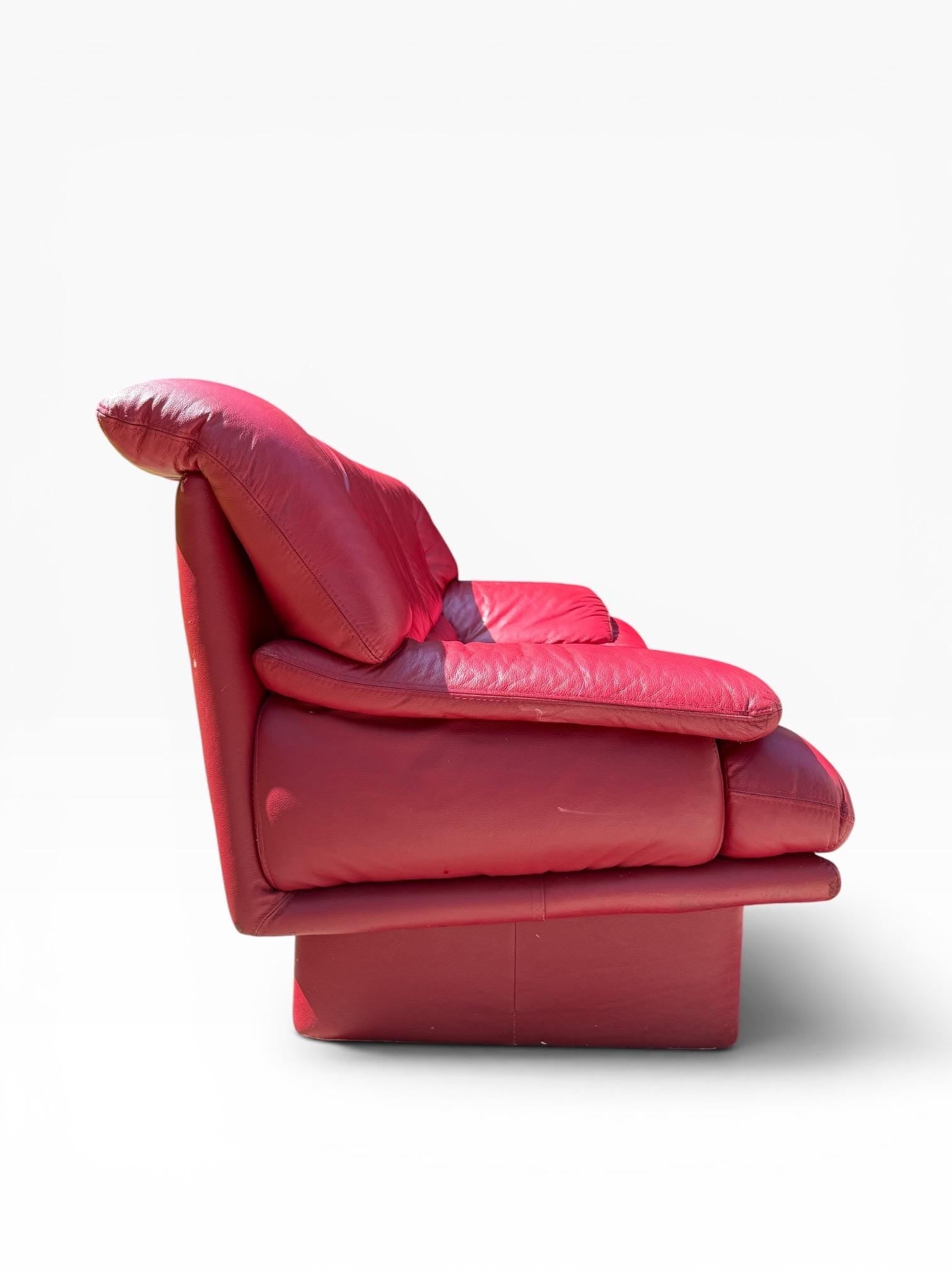 Nicoletti Salotti Style Red Leather Sofa Postmodern Red Leather Sofa 2 Seater Sofa