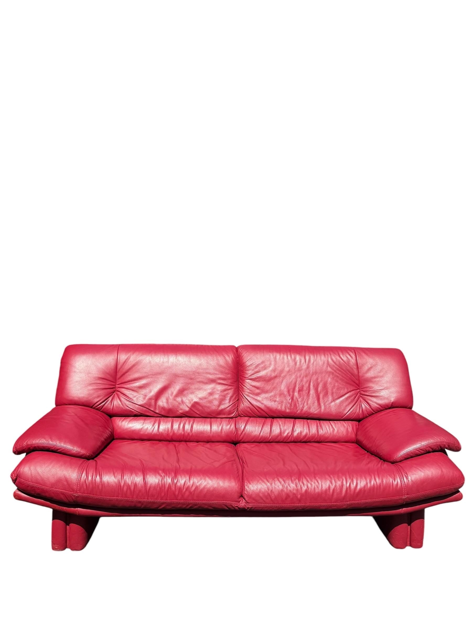 Nicoletti Salotti Style Red Leather Sofa Postmodern Red Leather Sofa 2 Seater Sofa